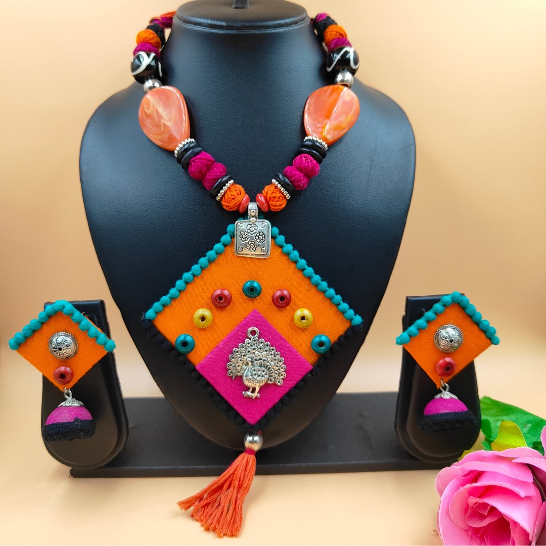 Orange and Pink Fabric Jewellery