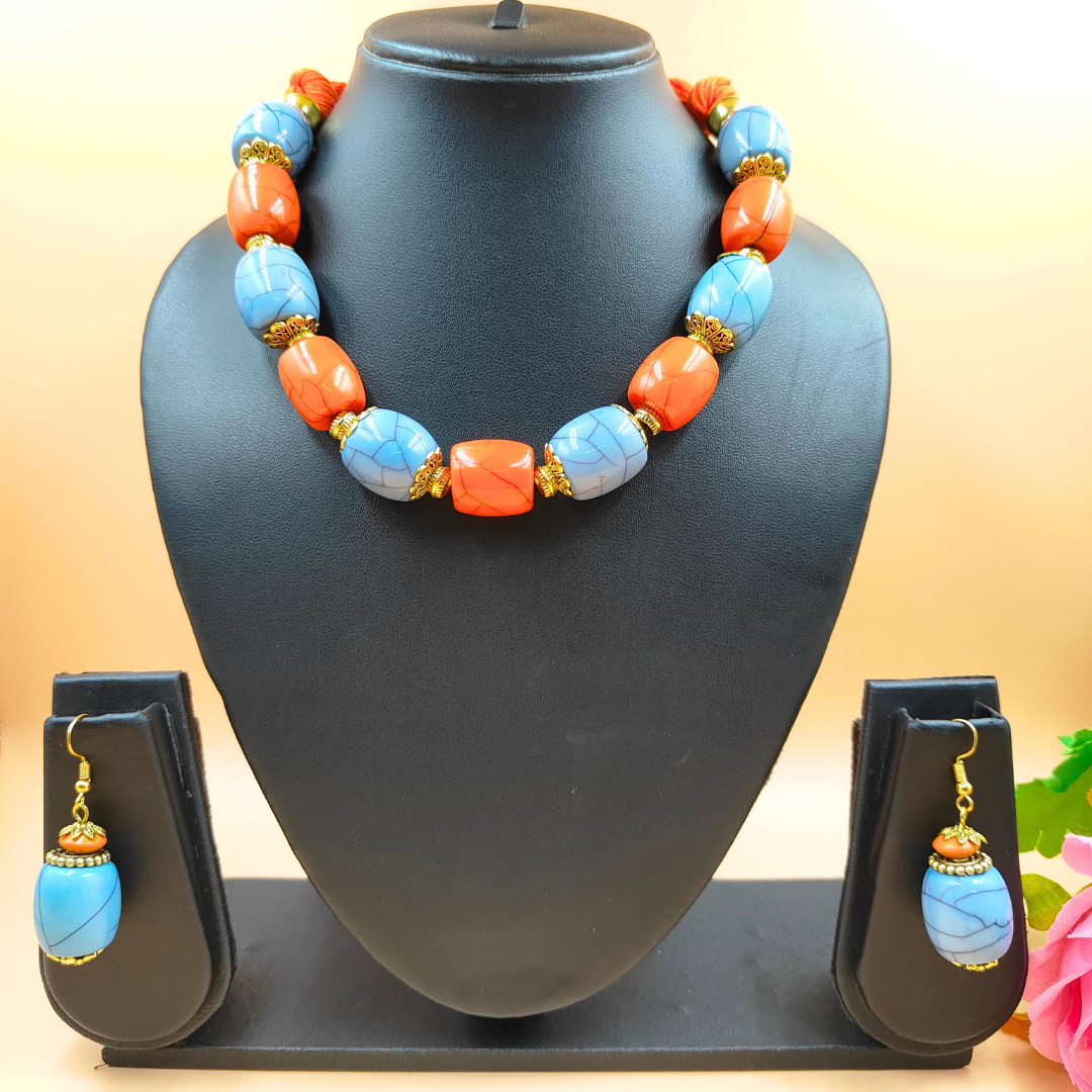 Orange and Blue Chemical Beads Jewellery