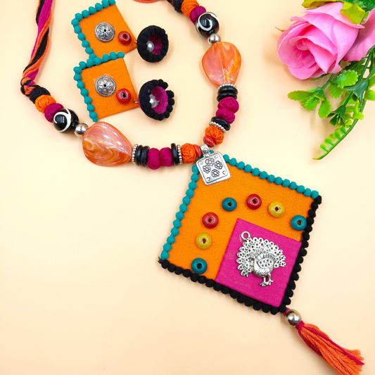 Orange and Pink Fabric Jewellery