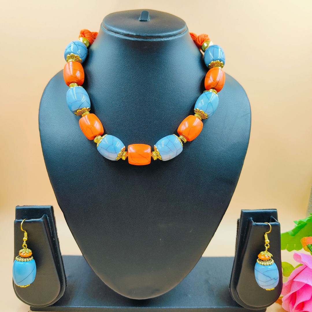 Orange and Blue Chemical Beads Jewellery