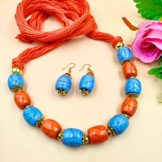 Orange and Blue Chemical Beads Jewellery