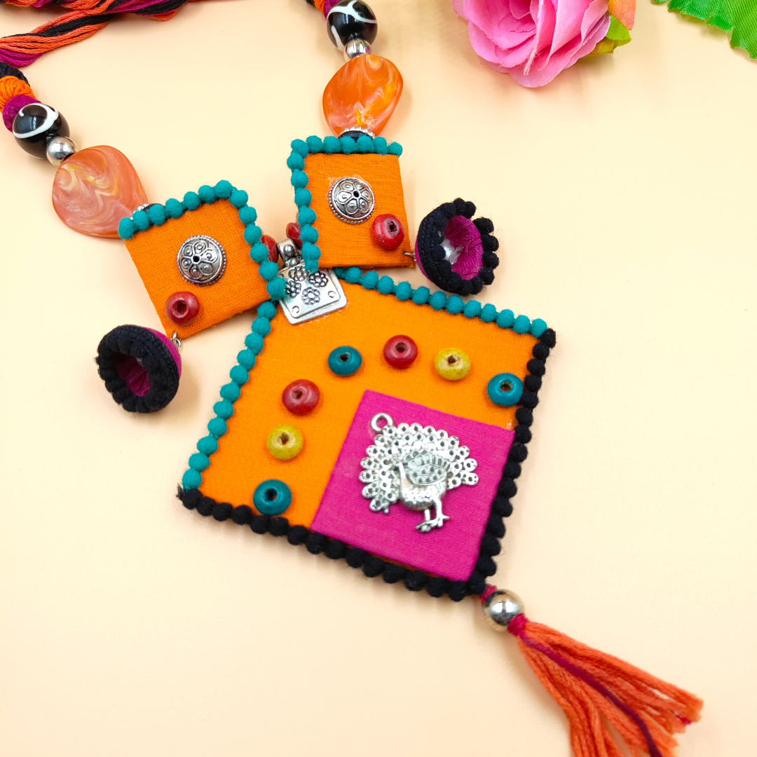 Orange and Pink Fabric Jewellery